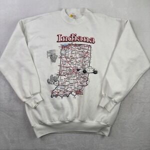 VTG Southern Classics Indiana Hoosiers White Pullover LS Sweatshirt Men's XL